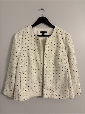 Anne Klein Cream Tweed Open-Front Blazer with Black Speckle